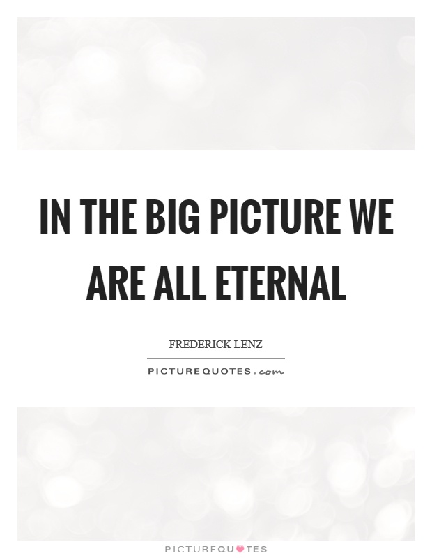 In the big picture we are all eternal Picture Quote #1