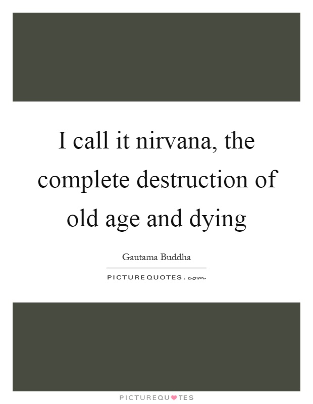 I call it nirvana, the complete destruction of old age and dying Picture Quote #1