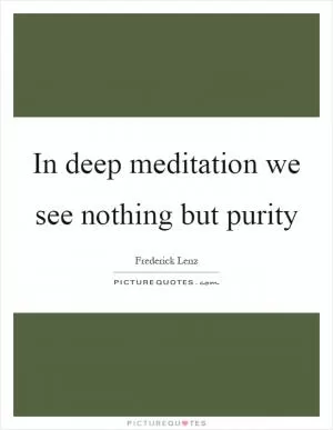 In deep meditation we see nothing but purity Picture Quote #1