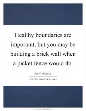 Healthy boundaries are important, but you may be building a brick wall when a picket fence would do Picture Quote #1