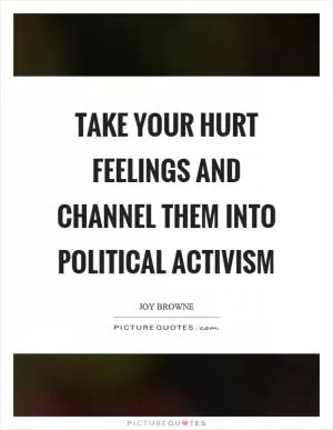 Take your hurt feelings and channel them into political activism Picture Quote #1