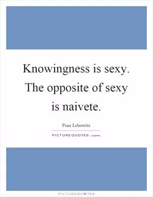 Knowingness is sexy. The opposite of sexy is naivete Picture Quote #1
