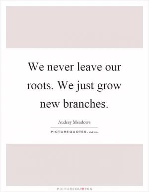 We never leave our roots. We just grow new branches Picture Quote #1