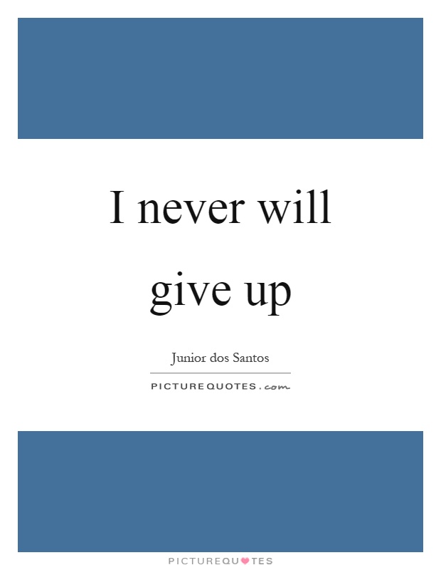 I never will give up Picture Quote #1