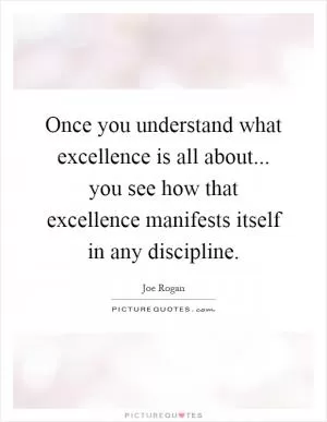Once you understand what excellence is all about... you see how that excellence manifests itself in any discipline Picture Quote #1