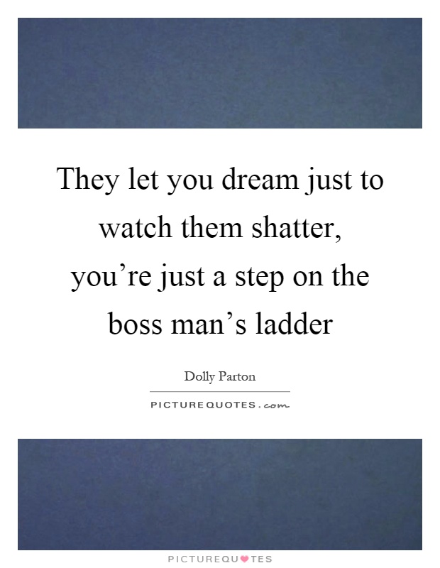 They let you dream just to watch them shatter, you're just a step on the boss man's ladder Picture Quote #1