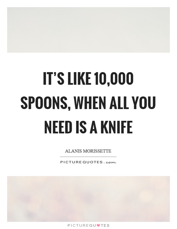 It's like 10,000 spoons, when all you need is a knife Picture Quote #1