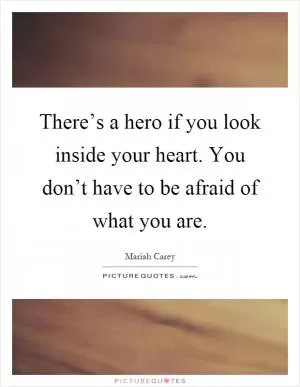 There’s a hero if you look inside your heart. You don’t have to be afraid of what you are Picture Quote #1