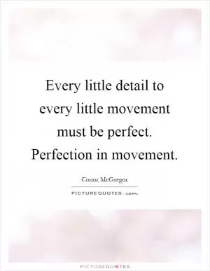 Every little detail to every little movement must be perfect. Perfection in movement Picture Quote #1