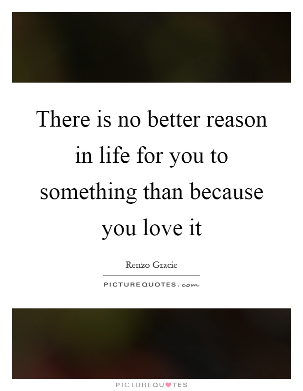 There is no better reason in life for you to something than because you love it Picture Quote #1