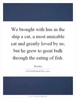 We brought with hus in the ship a cat, a most amicable cat and greatly loved by us; but he grew to great bulk through the eating of fish Picture Quote #1