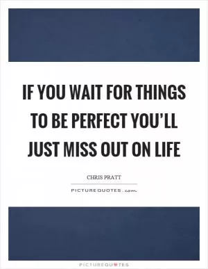 If you wait for things to be perfect you’ll just miss out on life Picture Quote #1