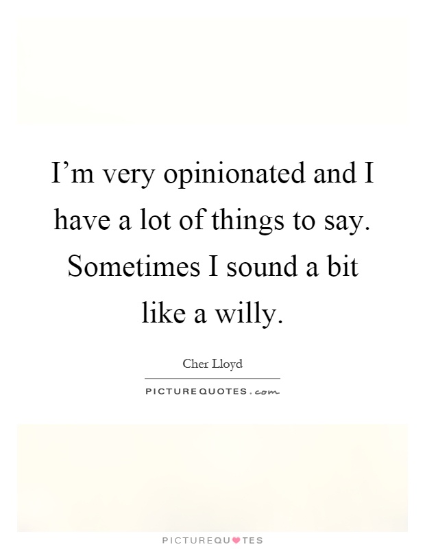 I'm very opinionated and I have a lot of things to say. Sometimes I sound a bit like a willy Picture Quote #1