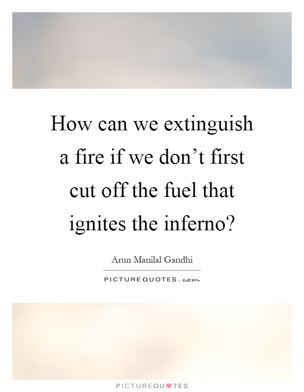 How can we extinguish a fire if we don't first cut off the fuel that ignites the inferno? Picture Quote #1