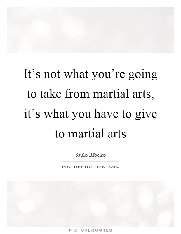 It's not what you're going to take from martial arts, it's what you have to give to martial arts Picture Quote #1