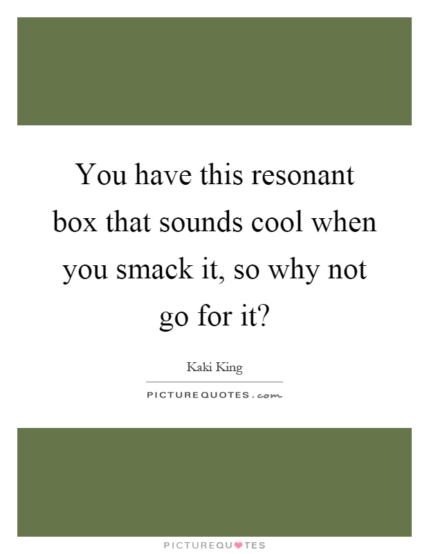 You have this resonant box that sounds cool when you smack it, so why not go for it? Picture Quote #1