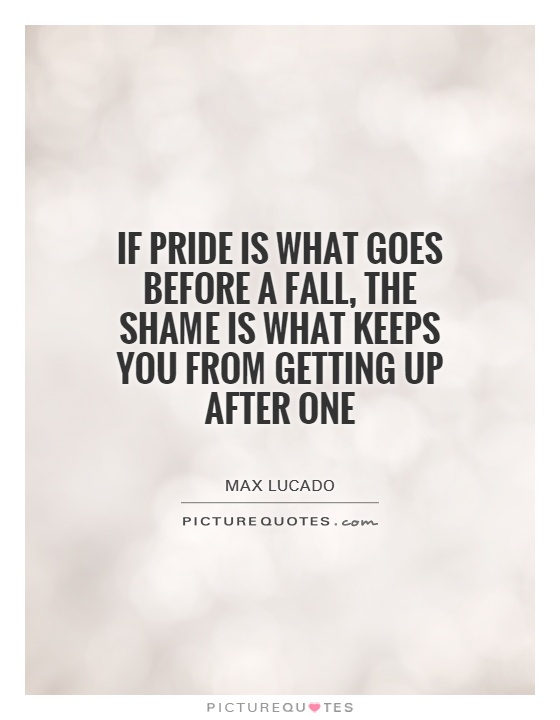 If pride is what goes before a fall, the shame is what keeps you from getting up after one Picture Quote #1