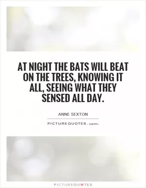 At night the bats will beat on the trees, knowing it all, seeing what they sensed all day Picture Quote #1