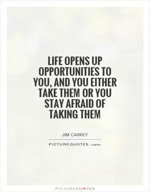 Life opens up opportunities to you, and you either take them or you stay afraid of taking them Picture Quote #1