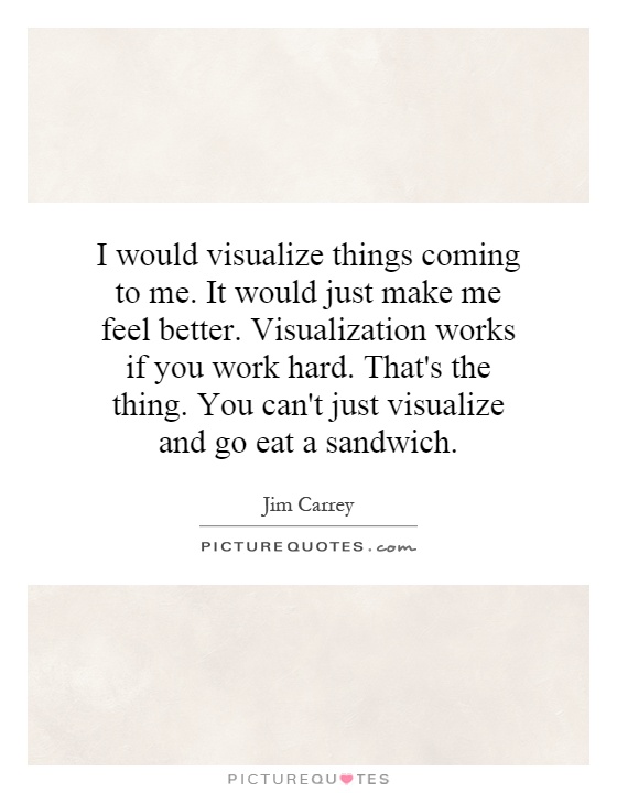 I would visualize things coming to me. It would just make me feel better. Visualization works if you work hard. That's the thing. You can't just visualize and go eat a sandwich Picture Quote #1