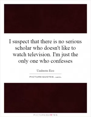 I suspect that there is no serious scholar who doesn't like to watch television. I'm just the only one who confesses Picture Quote #1