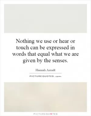 Nothing we use or hear or touch can be expressed in words that equal what we are given by the senses Picture Quote #1