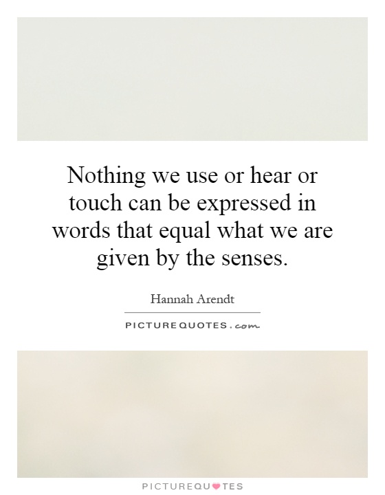 Nothing we use or hear or touch can be expressed in words that equal what we are given by the senses Picture Quote #1