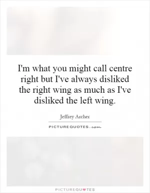 I'm what you might call centre right but I've always disliked the right wing as much as I've disliked the left wing Picture Quote #1