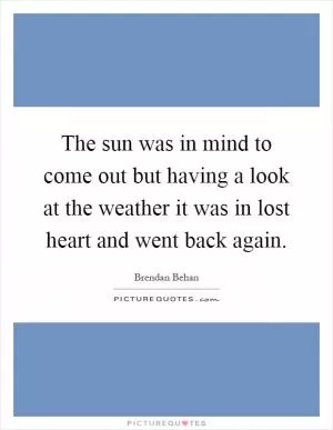 The sun was in mind to come out but having a look at the weather it was in lost heart and went back again Picture Quote #1