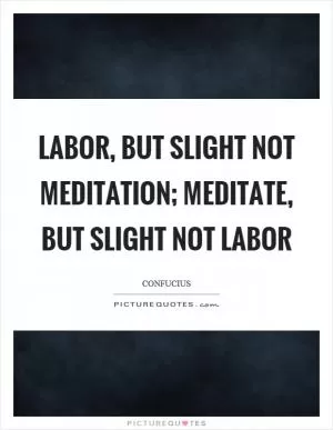 Labor, but slight not meditation; meditate, but slight not labor Picture Quote #1