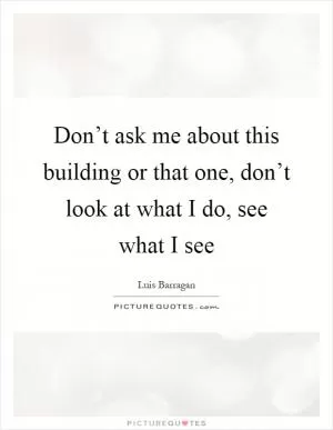 Don’t ask me about this building or that one, don’t look at what I do, see what I see Picture Quote #1