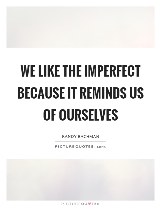 We like the imperfect because it reminds us of ourselves Picture Quote #1