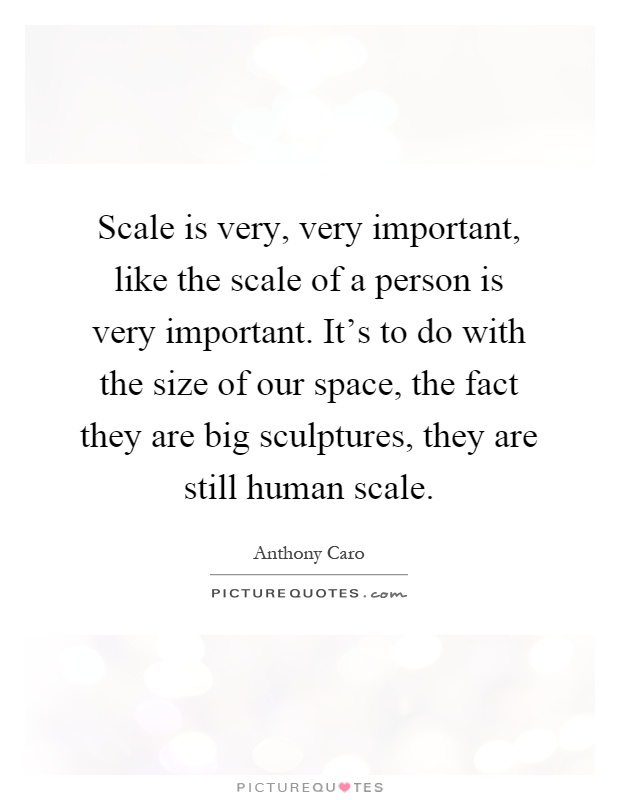 Scale is very, very important, like the scale of a person is very important. It's to do with the size of our space, the fact they are big sculptures, they are still human scale Picture Quote #1