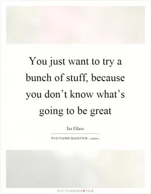 You just want to try a bunch of stuff, because you don’t know what’s going to be great Picture Quote #1