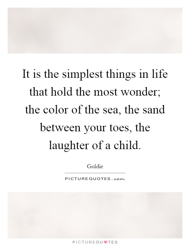 It is the simplest things in life that hold the most wonder; the color of the sea, the sand between your toes, the laughter of a child Picture Quote #1