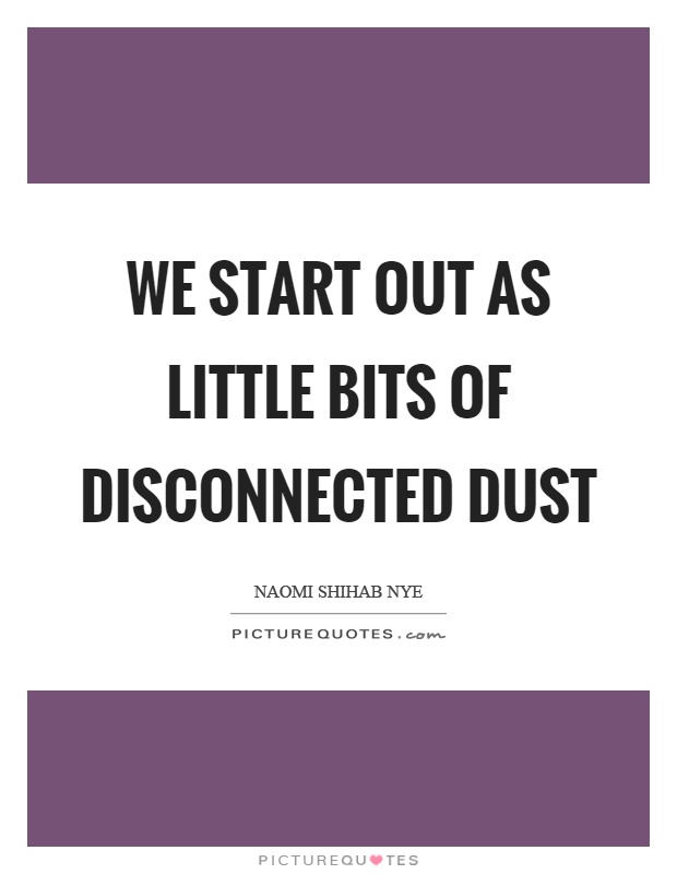 We start out as little bits of disconnected dust Picture Quote #1