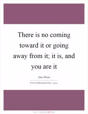 There is no coming toward it or going away from it; it is, and you are it Picture Quote #1