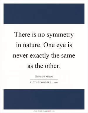 There is no symmetry in nature. One eye is never exactly the same as the other Picture Quote #1