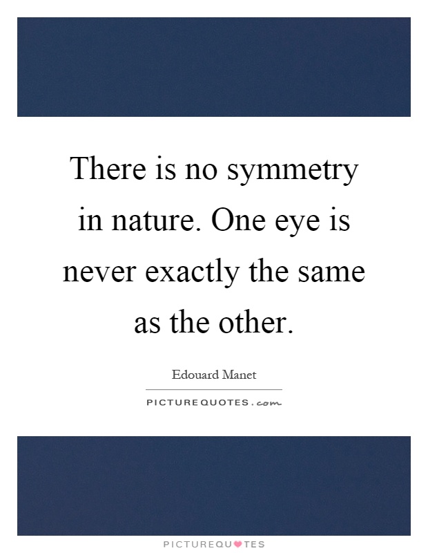 There is no symmetry in nature. One eye is never exactly the same as the other Picture Quote #1