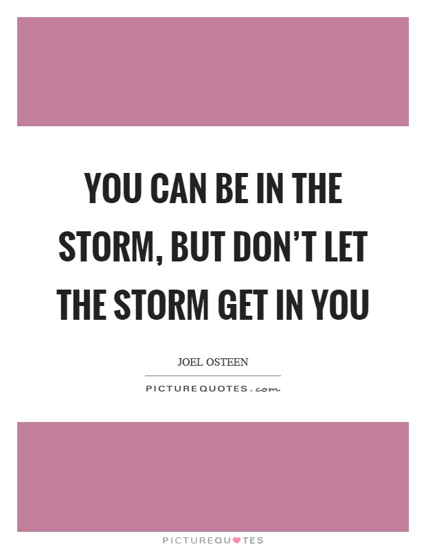 You can be in the storm, but don't let the storm get in you Picture Quote #1