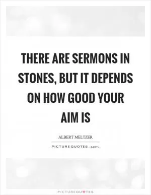 There are sermons in stones, but it depends on how good your aim is Picture Quote #1