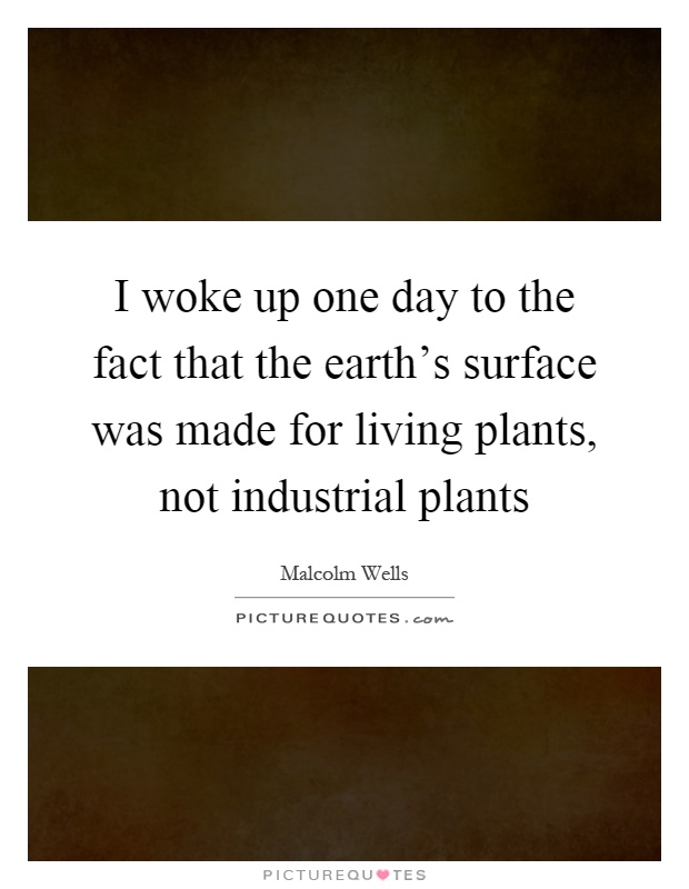 I woke up one day to the fact that the earth's surface was made for living plants, not industrial plants Picture Quote #1
