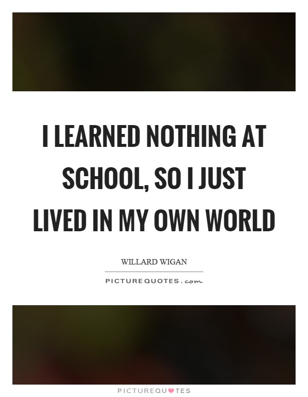 I learned nothing at school, so I just lived in my own world Picture Quote #1
