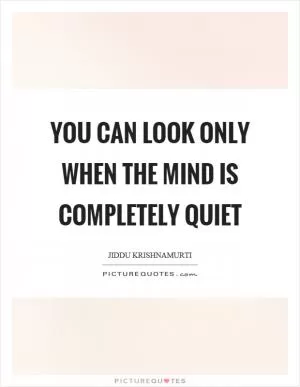 You can look only when the mind is completely quiet Picture Quote #1