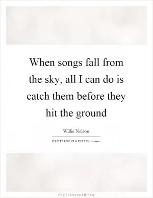 When songs fall from the sky, all I can do is catch them before they hit the ground Picture Quote #1