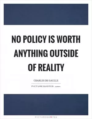 No policy is worth anything outside of reality Picture Quote #1