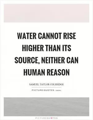 Water cannot rise higher than its source, neither can human reason Picture Quote #1