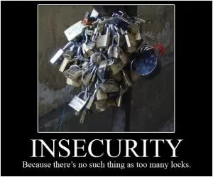 Insecurity. Because there’s no such thing as too many locks Picture Quote #1