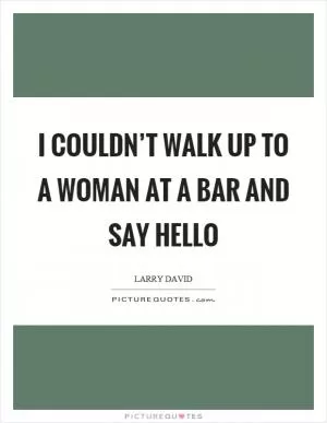 I couldn’t walk up to a woman at a bar and say hello Picture Quote #1