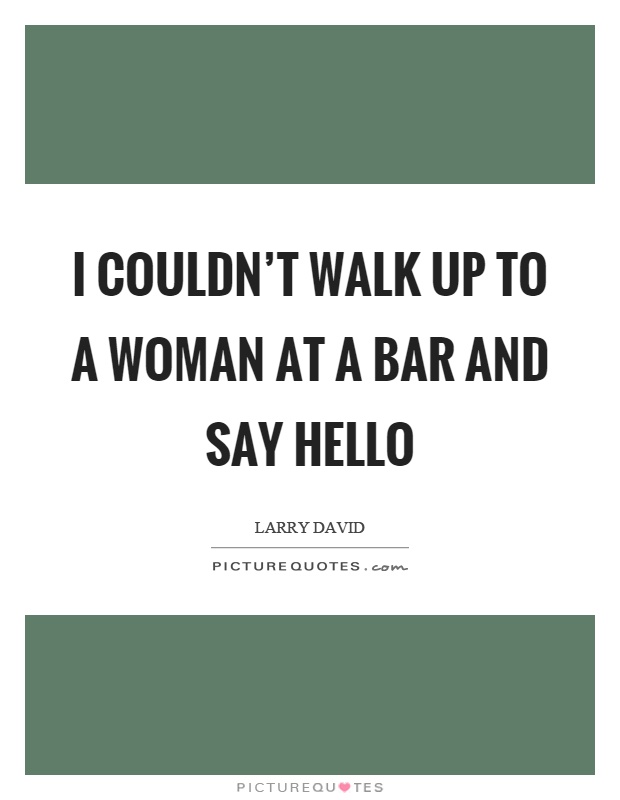 I couldn't walk up to a woman at a bar and say hello Picture Quote #1